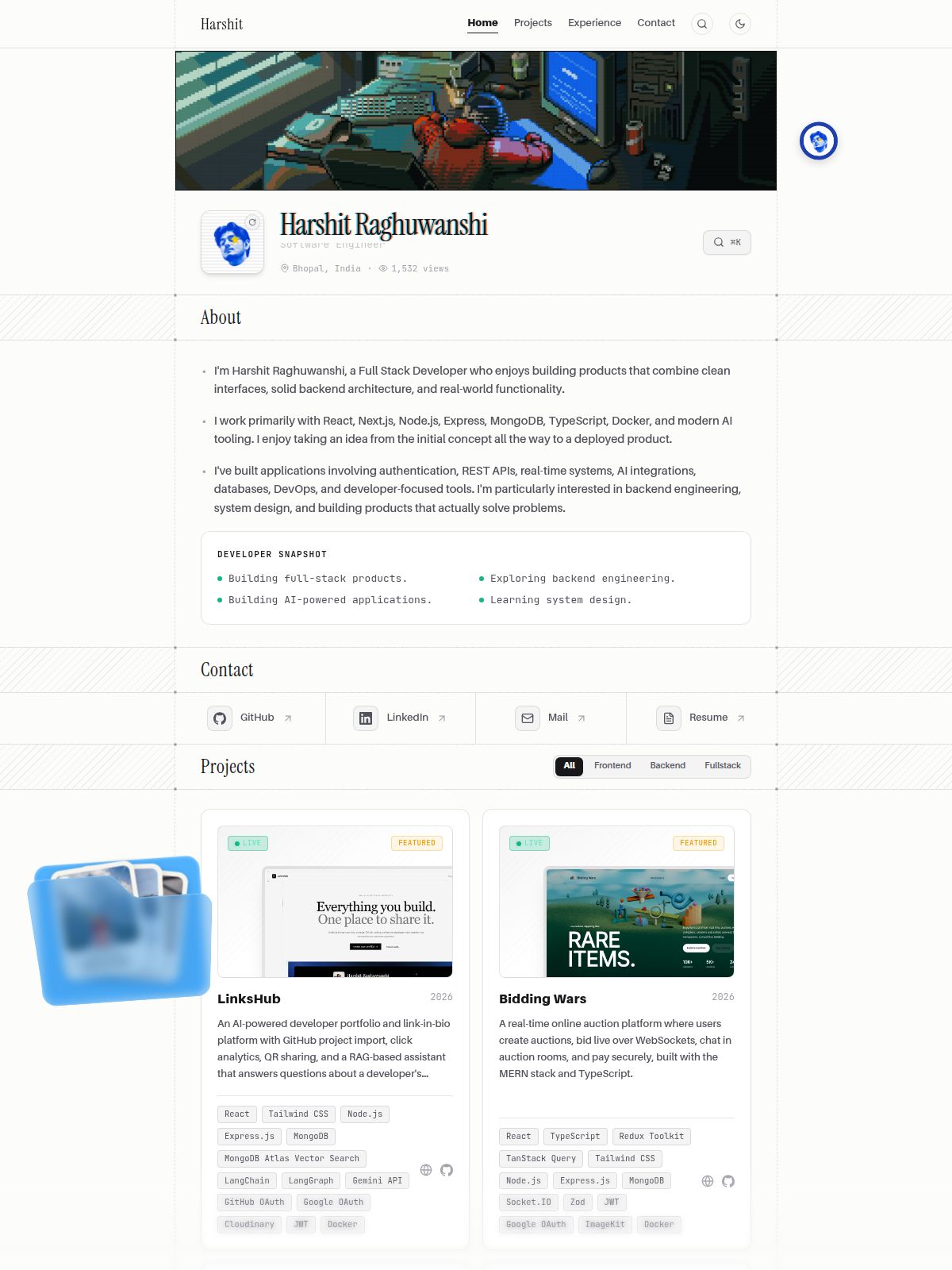 Harshit Raghuwanshi portfolio screenshot
