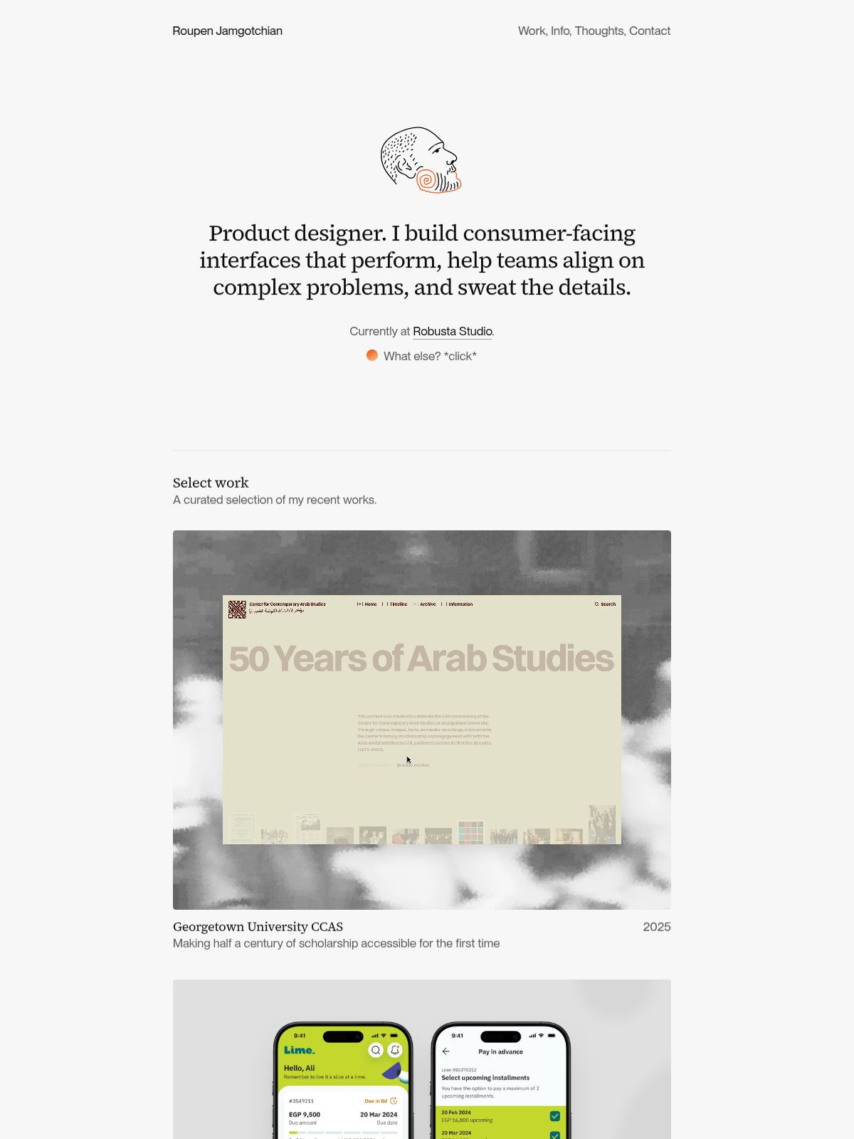 Roupen Jamgotchian portfolio screenshot