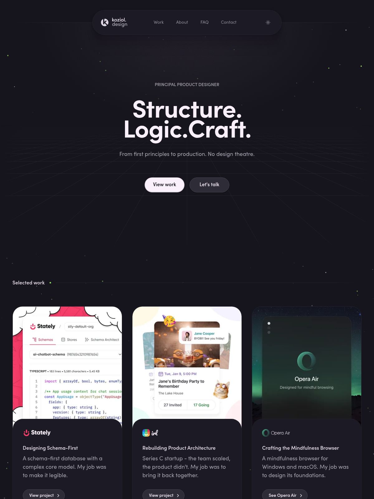 Christopher Koziol portfolio screenshot