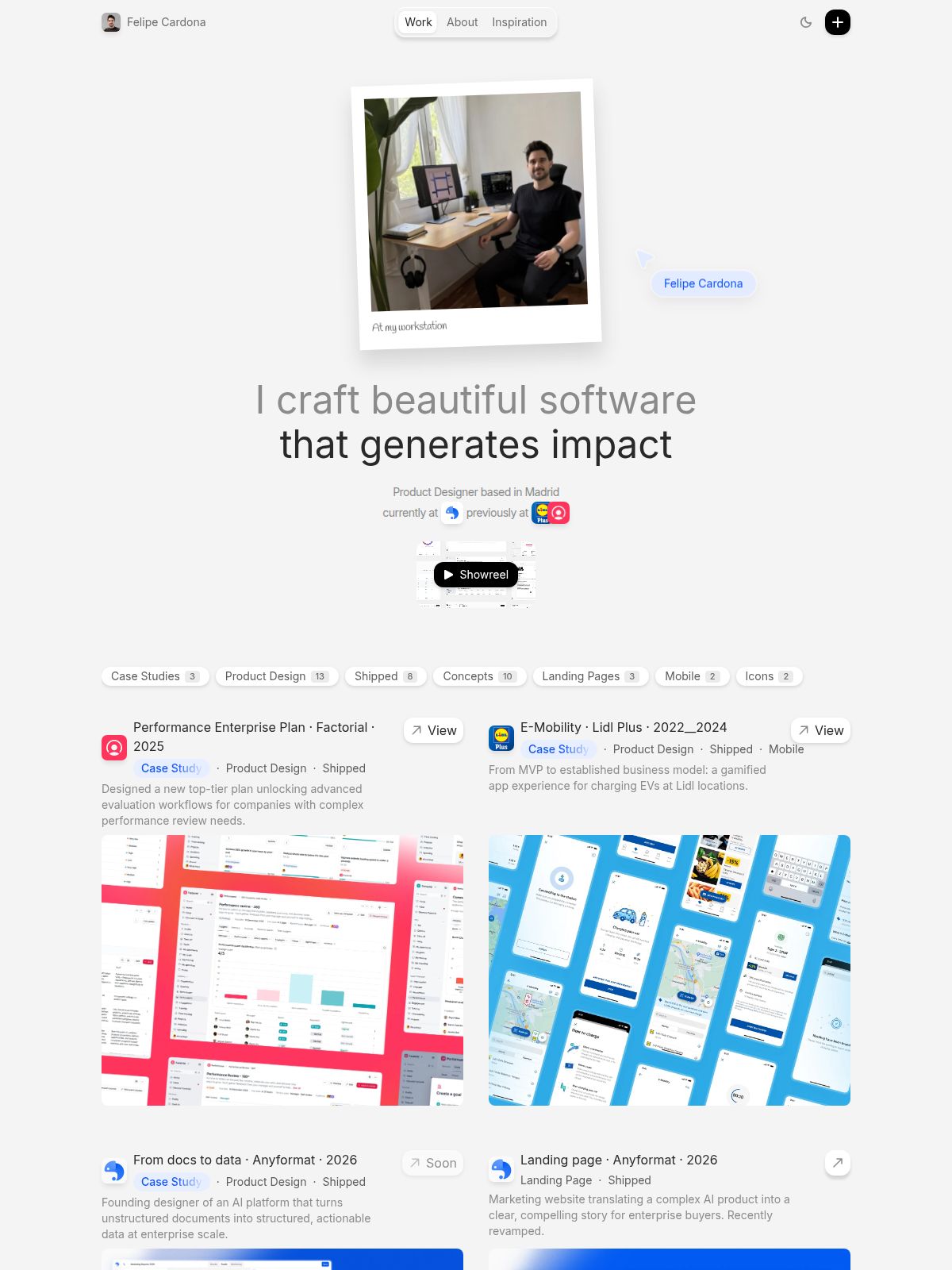 Felipe Cardona portfolio screenshot