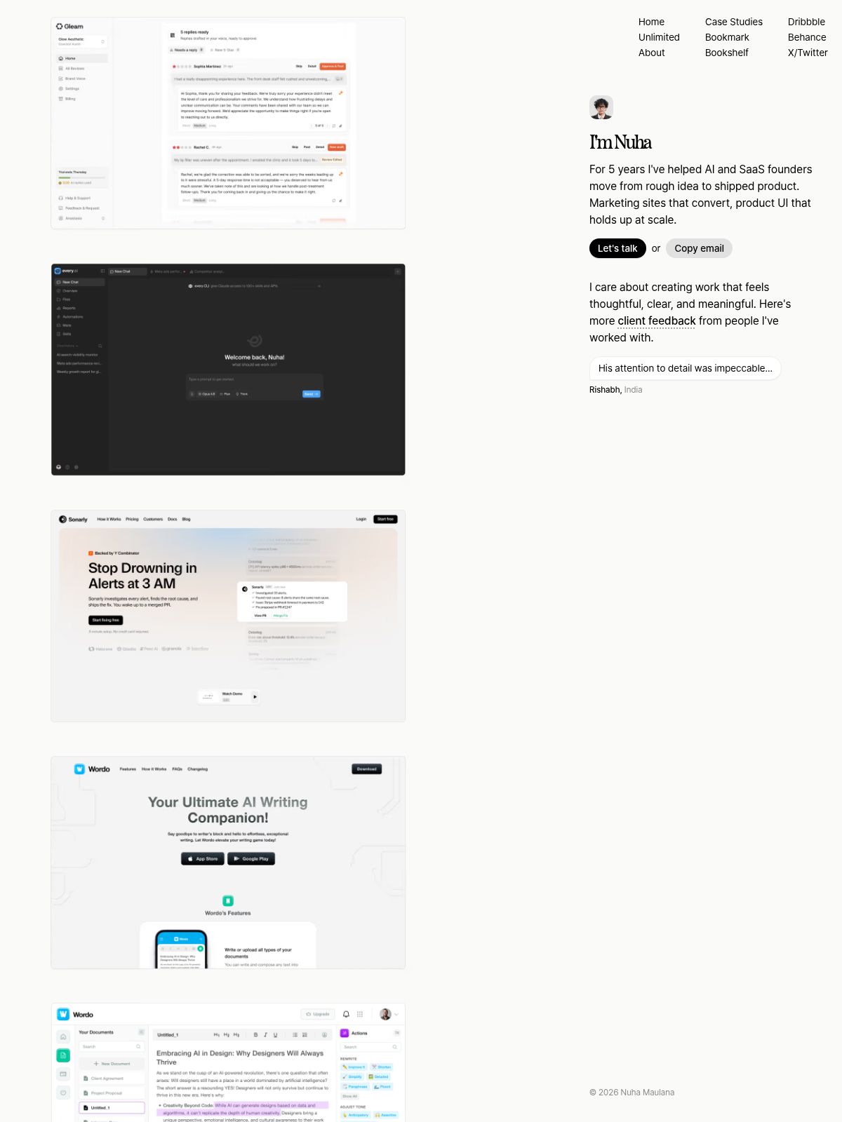 Nuha Maulana portfolio screenshot