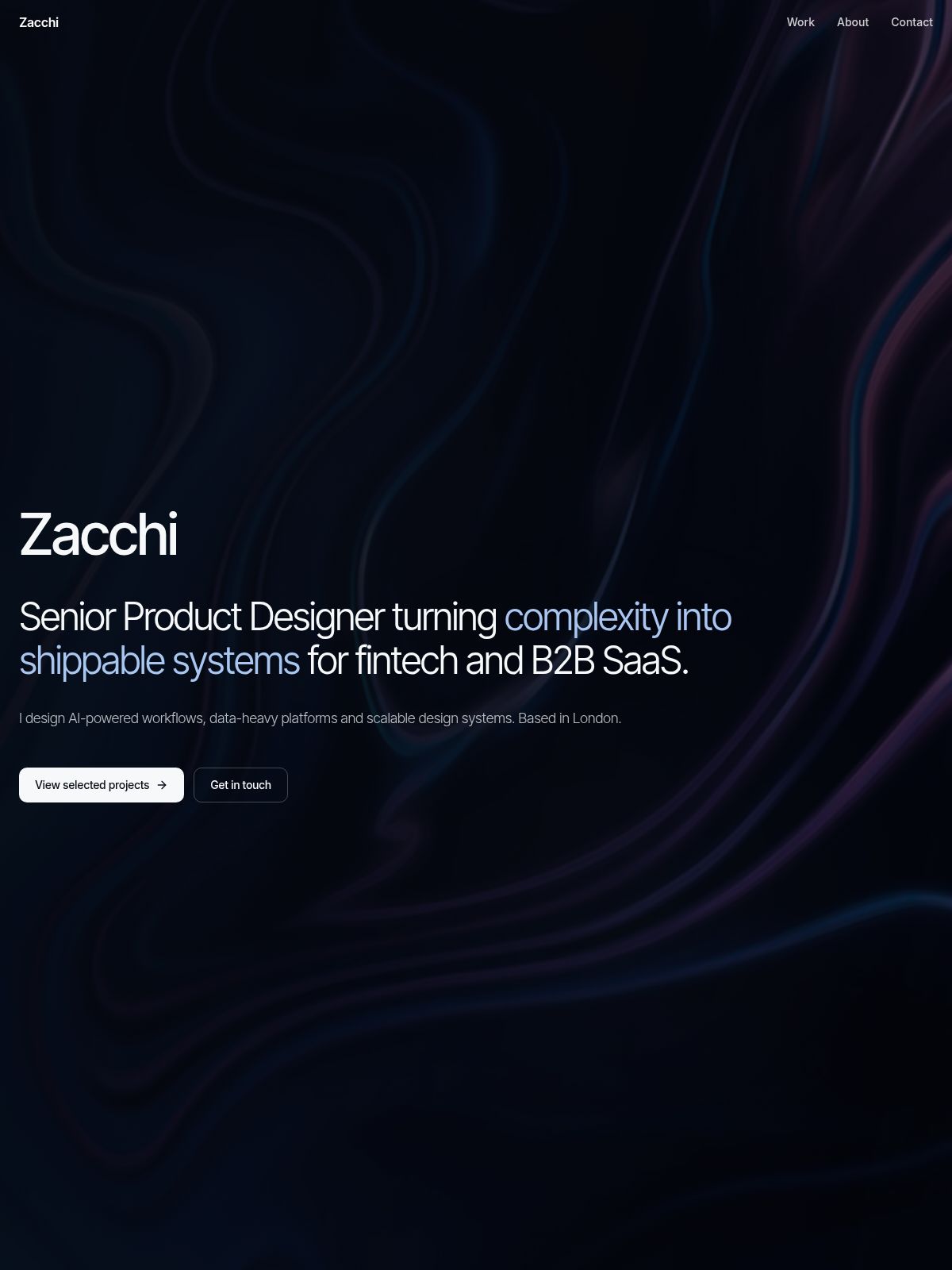 Zacchi portfolio screenshot